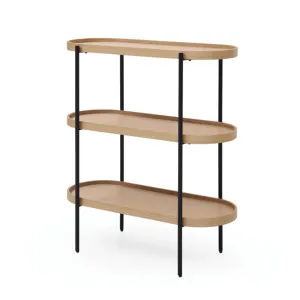 Cleo 3 Tier Shelf 90cm x 80cm Bookcase/Console Natural Ash & Black by null, a Bookshelves for sale on Style Sourcebook