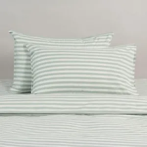Modella Stripe Quilt Cover Set - 100% Cotton, Single, Green - Canningvale by Canningvale, a Sheets for sale on Style Sourcebook