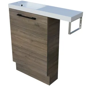 Oscar Vanity 800mm/550mm Left Bowl Nano Top with rail Floor standing by Timberline, a Vanities for sale on Style Sourcebook
