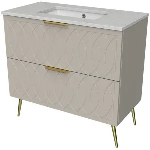 Sutherland House Vanity 900mm Centre WG Basin SilkSurface UC Top On Legs by Timberline, a Vanities for sale on Style Sourcebook