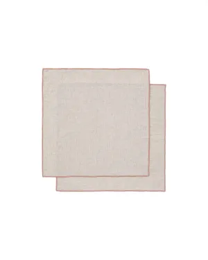 Veliat set of 2 beige linen and viscose napkins with contrasting pink trim 40 x 40cm by null, a Table Cloths & Runners for sale on Style Sourcebook