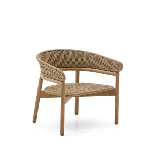Arinella armchair in FSC 100% solid acacia wood with natural finish and beige rope cord by Kave Home, a Outdoor Chairs for sale on Style Sourcebook