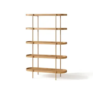 Cleo 5 Tier Shelf 165cm x 100cm Bookcase Natural Ash & Gold Frame by Seek & Ramble, a Bookshelves for sale on Style Sourcebook