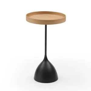 Harrison Round 40cm Side Table Ash Tray Top & Metal Pedestal Black Base by Seek & Ramble, a Side Table for sale on Style Sourcebook