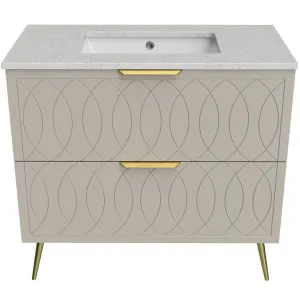 Sutherland House Vanity 900mm Centre WG Basin SilkSurface UC Top On Legs by Timberline, a Vanities for sale on Style Sourcebook