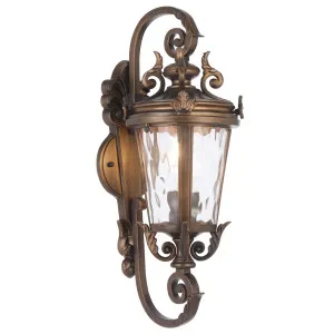 Telbix Pedral Classic Lantern-Style Outdoor Wall Light with Textured Glass Bronze by Telbix, a Wall Lighting for sale on Style Sourcebook