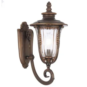 Telbix Ramiro Large Classic Lantern-Style Outdoor Wall Light with Textured Glass Bronze by Telbix, a Wall Lighting for sale on Style Sourcebook