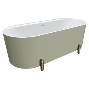 Aluca Freestanding Bath, 1700mm Matte Olive with Brushed Copper Legs with overflow by Fienza, a Bathtubs for sale on Style Sourcebook