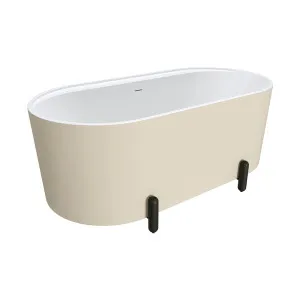 Aluca Freestanding Bath, 1500mm Matte Khaki with Matte Black Legs with overflow by Fienza, a Bathtubs for sale on Style Sourcebook