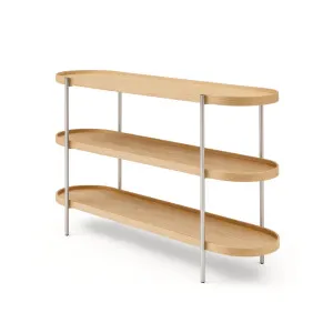 Cleo 3 Tier Shelf 120cm x 80cm Bookcase/Console Natural Ash and Brushed Steel Frame by Seek & Ramble, a Bookshelves for sale on Style Sourcebook