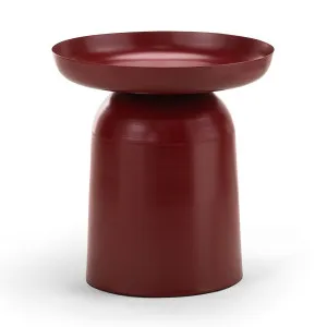Sirkel Pedestal Round Side Table, Merlot Red by L3 Home, a Side Table for sale on Style Sourcebook