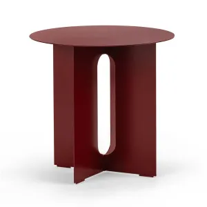 Kiyo Round Steel Side Table, Merlot Red by L3 Home, a Side Table for sale on Style Sourcebook