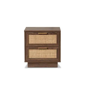 Noosa Rattan Bedside Table - Walnut - Mocka by Mocka., a Side Table for sale on Style Sourcebook