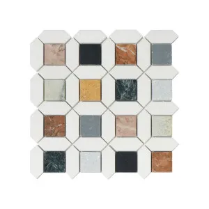Zahri Natural Marble Bold Multicolour Mix Honed Mosaic by Beaumont Tiles, a Mosaic Tiles for sale on Style Sourcebook