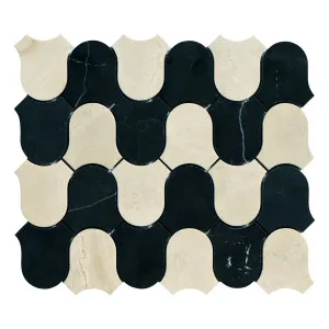 Toru Natural Marble Clyde Crema Marfil & Nero Mix Honed Mosaic by Beaumont Tiles, a Mosaic Tiles for sale on Style Sourcebook