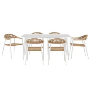 Nemma 6 Seater Aluminium Outdoor Dining Set in Natural by Luxo Outdoors, a Tables for sale on Style Sourcebook