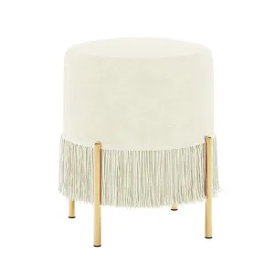 Stacey Velvet Stool with Tassels in Cream by Luxo Furniture, a Benches for sale on Style Sourcebook