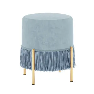 Stacey Velvet Stool with Tassels in Blue by Luxo Furniture, a Benches for sale on Style Sourcebook