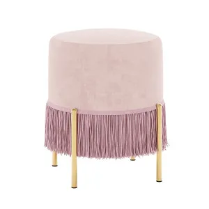 Stacey Velvet Stool with Tassels in Light Pink by Luxo Furniture, a Benches for sale on Style Sourcebook
