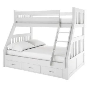 Kourtney Hardwood Triple Bunk Bed with Drawers in White by Luxo Furniture, a Kids Beds & Bunks for sale on Style Sourcebook