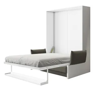 Byron Queen 2-in1 Foldout Wall Bed & Sofa in White & Grey by Luxo Furniture, a Beds & Bed Frames for sale on Style Sourcebook