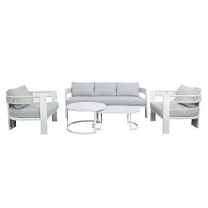 Sorrelle 5-Seater Curved Outdoor Sofa Set in Light Grey by Luxo Outdoors, a Tables for sale on Style Sourcebook