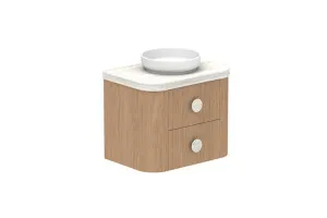 Thea 750 Wall Hung Centre Bowl, Wall Hung, Boston Oak, 60mm Curved Royale Benchtop Upgrade by ADP, a Vanities for sale on Style Sourcebook