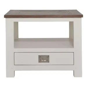 Hyatt Side Table 58cm in Mindi Dark Driftwood / Mangowood Ivory by OZ Design, a Side Table for sale on Style Sourcebook