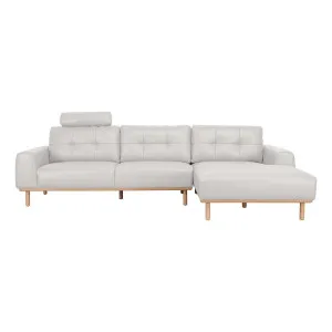 Stratton 3 Seater Sofa + Chaise RHF in Warmth Leather in Light Grey by OZ Design, a Sofas for sale on Style Sourcebook