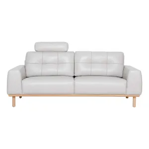 Stratton 3 Seater Sofa in Warmth Leather Light Grey by OZ Design, a Sofas for sale on Style Sourcebook