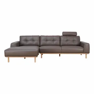 Stratton 3 Seater Sofa + Chaise LHF in Warmth Leather in Chocolate by OZ Design, a Sofas for sale on Style Sourcebook