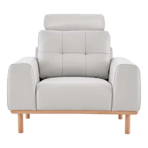 Stratton Armchair in Warmth Leather Light Grey by OZ Design, a Chairs for sale on Style Sourcebook