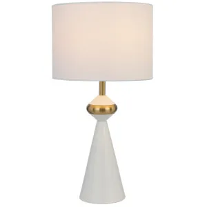 Telbix Satillo Minimalist Table Lamp with Sleek Cone Base and Fabric Drum Shade White by Telbix, a Table & Bedside Lamps for sale on Style Sourcebook