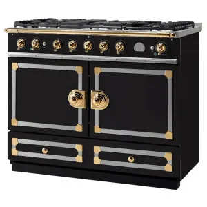 La Cornue Cornufe 110cm Dual Fuel Freestanding Oven Matte Black with Polished Brass CFE110DFMB-BN by La Cornue, a Cooktops for sale on Style Sourcebook