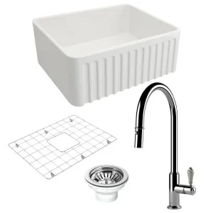 Turner Hastings Novi 60 Butler Sink Pack with Chrome Ludlow Pull Out Mixer Tap and Accessories PKG030 by Turner Hastings, a Kitchen Sinks for sale on Style Sourcebook