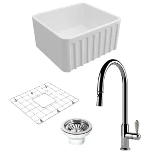 Turner Hastings Novi 50 Butler Sink Pack with Chrome Ludlow Pull Out Mixer Tap and Accessories PKG036 by Turner Hastings, a Kitchen Sinks for sale on Style Sourcebook