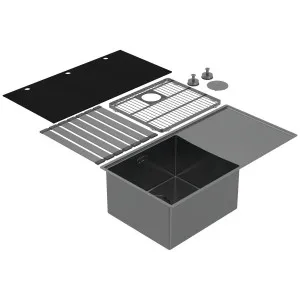 Abey Boutique Lugano Single Bowl Sink & Drainer Left - Black Pearl STQ450SLB by Abey, a Kitchen Sinks for sale on Style Sourcebook