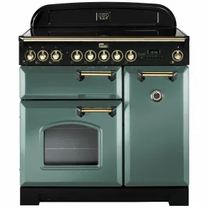Falcon 90cm Classic Deluxe Freestanding Induction Oven/Stove Mineral Green and Brass CDL90EIMGBR by Falcon, a Cooktops for sale on Style Sourcebook
