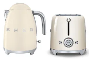 Smeg Kettle and 2 Slice Toaster Pack Cream KLF03CRAUTSF01CRAU by Smeg, a Small Kitchen Appliances for sale on Style Sourcebook