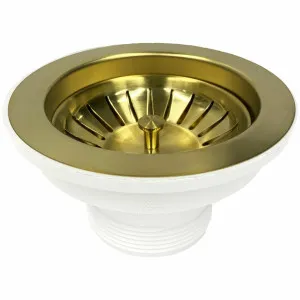 Turner Hastings 90 x 50 Basket Waste with Long Thread Brushed Brass 90BW-BB by Turner Hastings, a Kitchen Sinks for sale on Style Sourcebook