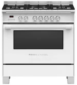 Fisher & Paykel Series 7 90cm Classic Freestanding Dual Fuel Cooker White OR90SCG4W1 by Fisher & Paykel, a Cooktops for sale on Style Sourcebook
