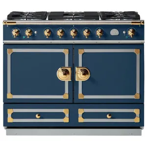 La Cornue Cornufe 110cm Dual Fuel Freestanding Oven Winter Sky with Polished Brass CFE110DFWS-BN by La Cornue, a Cooktops for sale on Style Sourcebook