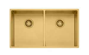 Oliveri Spectra Double Bowl Brushed Gold Sink SB63AU by Oliveri, a Kitchen Sinks for sale on Style Sourcebook