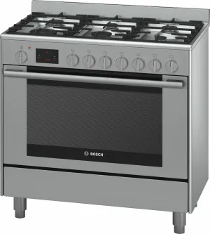 Bosch 90cm Stainless Steel Series 8 Freestanding Dual Fuel Oven HSB838357A by Bosch, a Cooktops for sale on Style Sourcebook