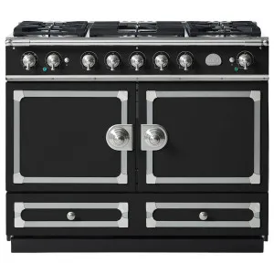 La Cornue Cornufe 110cm Dual Fuel Freestanding Oven Matte Black with Brushed Nickel CFE110DFMB-N by La Cornue, a Cooktops for sale on Style Sourcebook