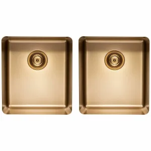 Titan Medium and Medium Double Bowl Sink Brass TSBR4040 by Titan, a Kitchen Sinks for sale on Style Sourcebook