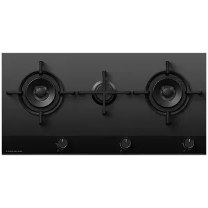 Fisher & Paykel Series 9 90cm Three Burner LPG Gas Cooktop Black Glass CG903DLPGB4 by Fisher & Paykel, a Cooktops for sale on Style Sourcebook