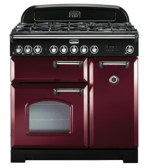 Falcon 90cm Classic Deluxe Freestanding Dual Fuel Oven/Stove Cranberry and Chrome CDL90DFCY-CH by Falcon, a Cooktops for sale on Style Sourcebook