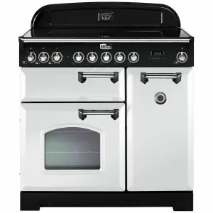Falcon 90cm Classic Deluxe Freestanding Induction Oven/Stove White and Chrome CDL90EIWHCH by Falcon, a Cooktops for sale on Style Sourcebook