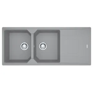 Franke Urban Fragranite Double Bowl Topmount Sink with Reversible Drainer Stone Grey UBG621SG by Franke, a Kitchen Sinks for sale on Style Sourcebook